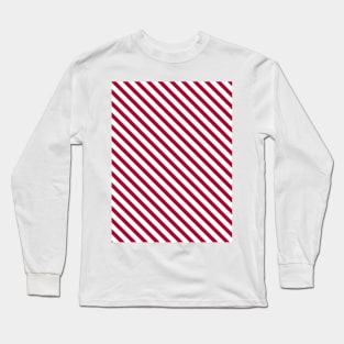 Red and White Candy Cane Stripes Diagonal Lines Long Sleeve T-Shirt